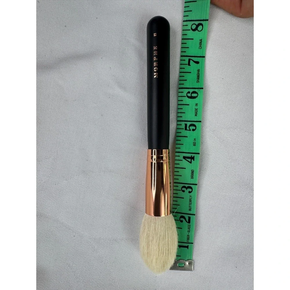 Morphe R1 Deluxe Pointed Powder Brush Rose Gold Collection Black Handle Tapered
